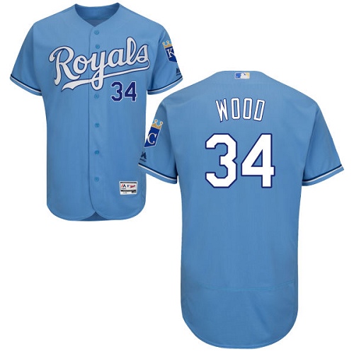 Kansas City Royals #34 Travis Wood Light Blue Flexbase Authentic Collection Stitched Jersey Men's