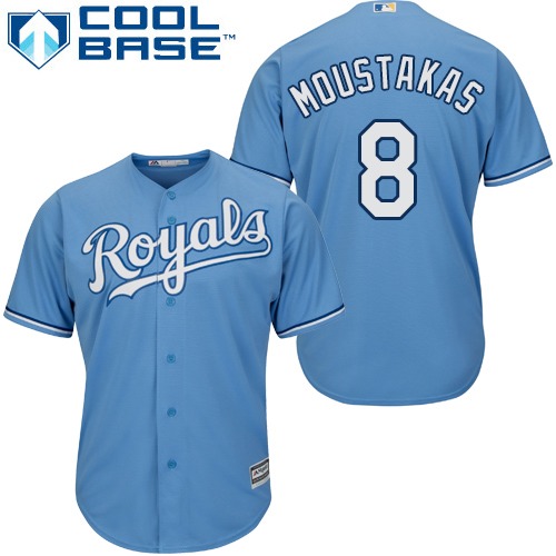 Kansas City Royals #8 Mike Moustakas Light Blue Cool Base Stitched Youth Jersey Youth