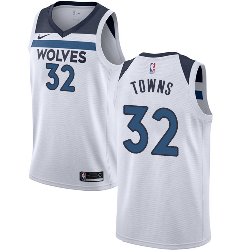 Minnesota Timberwolves #32 Karl-Anthony Towns White Womens Swingman Association Edition Jersey Womens