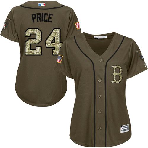 Boston Red Sox #24 David Price Green Salute to Service Women's Stitched Jersey Womens