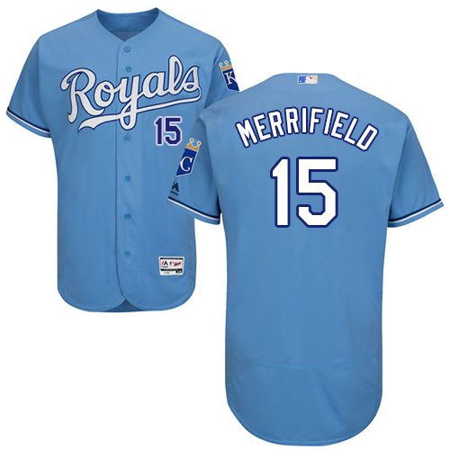 Kansas City Royals #15 Whit Merrifield Light Blue Flexbase Authentic Collection Stitched Jersey Men's