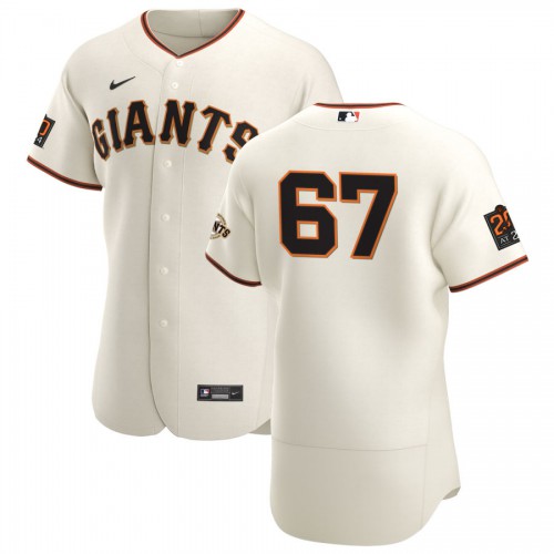 San Francisco San Francisco Giants #67 Sam Selman Men's Cream Home 2020 Authentic 20 at 24 Patch Player Jersey Men's