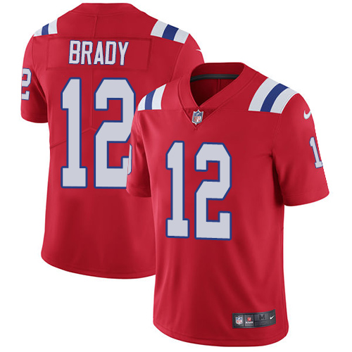 Patriots #12 Tom Brady Red Alternate Youth Stitched Vapor Untouchable Limited Jersey