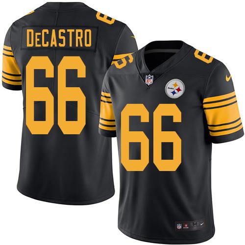 Pittsburgh Steelers #66 David DeCastro Black Men's Stitched Limited Rush Jersey Men's
