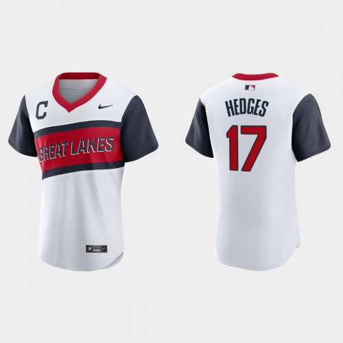 Cleveland Guardians #17 Austin Hedges Men's White 2021 Little League Classic Authentic Jersey Men's