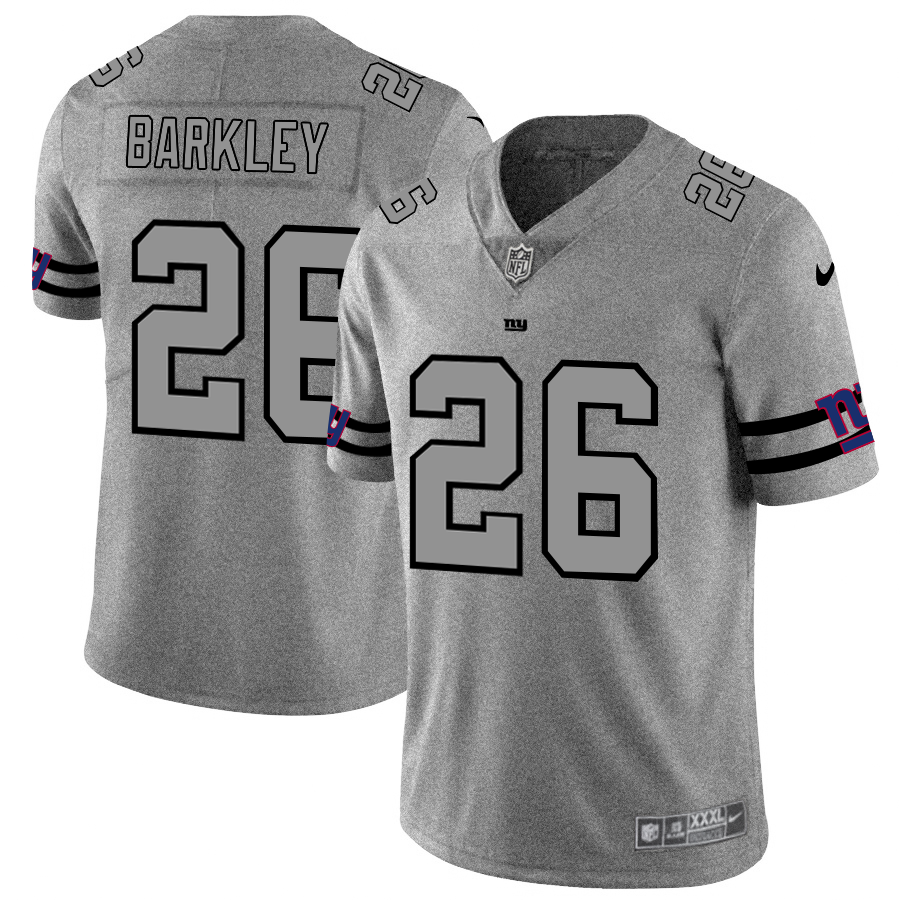 New York Giants #26 Saquon Barkley Men's Gray Gridiron II Vapor Untouchable Limited Jersey