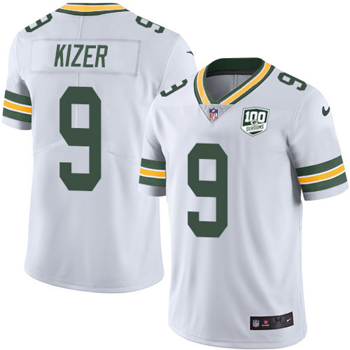 Green Bay Packers #9 DeShone Kizer White Men's 100th Season Stitched Vapor Untouchable Limited Jersey Men's