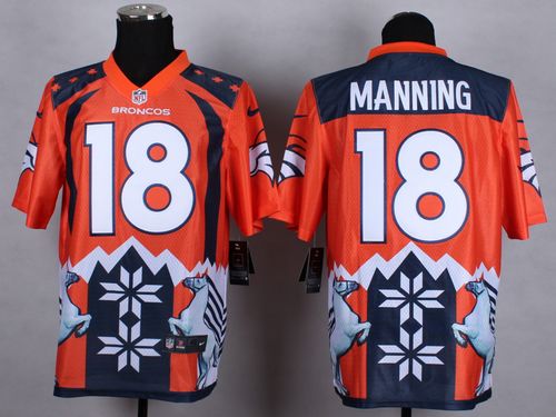 Broncos #18 Peyton Manning Orange Men's Stitched Elite Noble Fashion Jersey