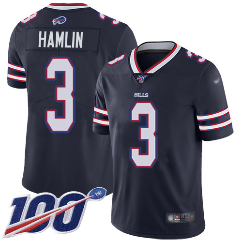 Bills #3 Damar Hamlin Navy Youth Stitched Limited Inverted Legend 100th Season Jersey