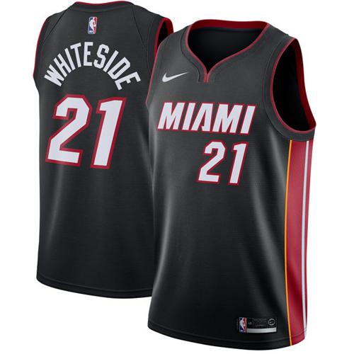 Miami Heat #21 Hassan Whiteside Black Swingman Icon Edition Jersey Mens