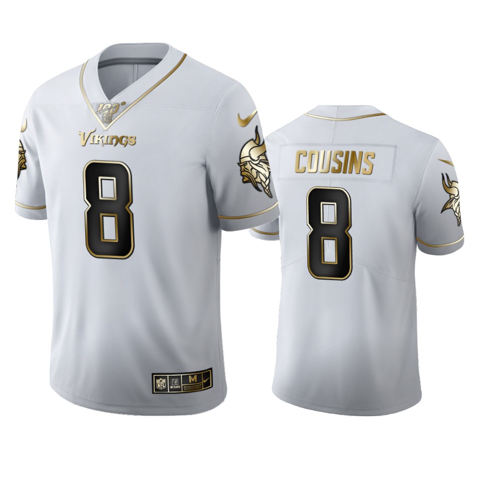 Minnesota Vikings #8 Kirk Cousins Men's White Golden Edition Vapor Limited 100 Jersey