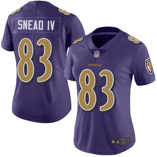 Baltimore Ravens #83 Willie Snead IV Purple Women's Stitched Limited Rush Jersey Womens