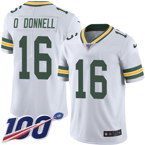Packers #16 Pat O'Donnell White Men's Stitched 100th Season Vapor Untouchable Limited Jersey