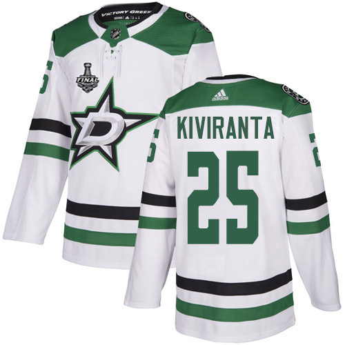 Adidas Dallas Stars #25 Joel Kiviranta White Road Authentic 2020 Stanley Cup Final Stitched Jersey Men's