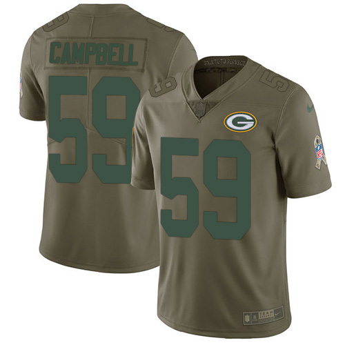 Green Bay Packers #59 De'Vondre Campbell Olive Men's Stitched Limited 2017 Salute To Service Jersey Men's