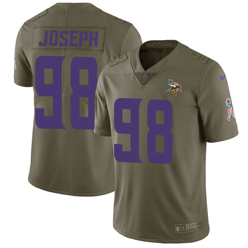 Minnesota Vikings #98 Linval Joseph Olive Youth Stitched Limited 2017 Salute to Service Jersey Youth