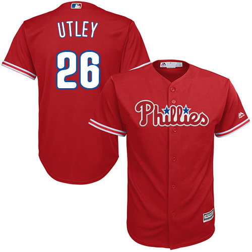 Philadelphia Phillies #26 Chase Utley Red Cool Base Stitched Youth Jersey Youth
