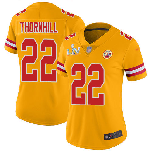 Kansas City Chiefs #22 Juan Thornhill Gold Women's Super Bowl LV Bound Stitched Limited Inverted Legend Jersey Womens