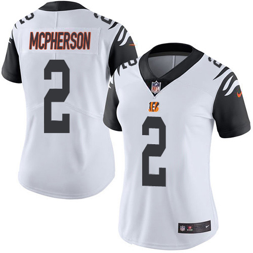 Bengals #2 Evan McPherson White Women's Stitched Limited Rush Jersey