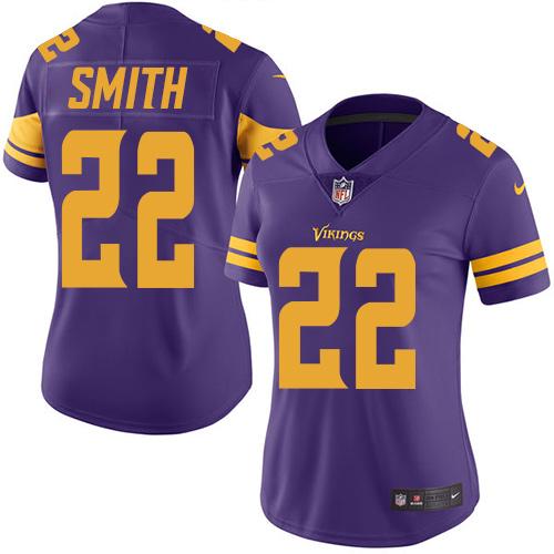 Vikings #22 Harrison Smith Purple Women's Stitched Limited Rush Jersey