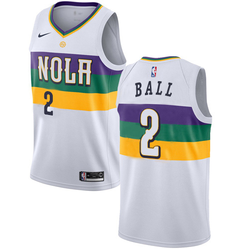 New Orleans Pelicans #2 Lonzo Ball White Swingman City Edition 2018/19 Jersey Mens