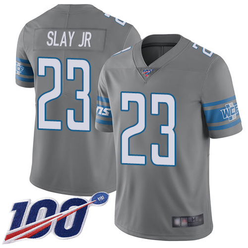 Detroit Lions #23 Darius Slay Jr Gray Men's Stitched Limited Rush 100th Season Jersey Men's
