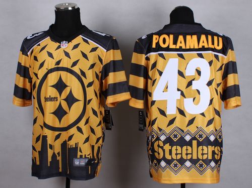 Steelers #43 Troy Polamalu Gold Men's Stitched Elite Noble Fashion Jersey