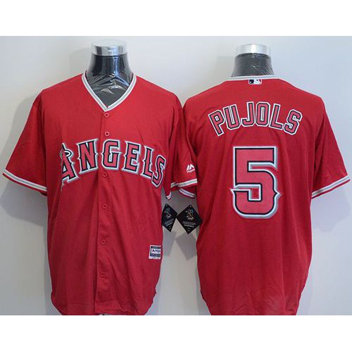 Los Angeles Angels of Anaheim #5 Albert Pujols Red New Cool Base Stitched Jersey Men's