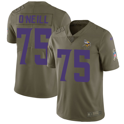 Minnesota Vikings #75 Brian O'Neill Olive Men's Stitched Limited 2017 Salute To Service Jersey Men's