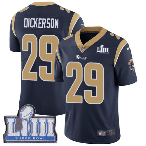 Rams #29 Eric Dickerson Navy Blue Team Color Super Bowl LIII Bound Men's Stitched Vapor Untouchable Limited Jersey