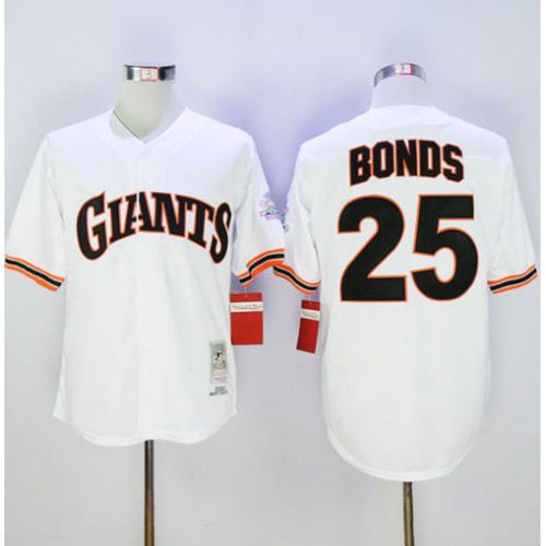 Mitchell And Ness 1989 San Francisco Giants #25 Barry Bonds White Throwback Stitched Jersey Men's