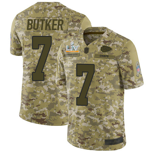 Chiefs #7 Harrison Butker Camo Youth Super Bowl LV Bound Stitched Limited 2018 Salute To Service Jersey