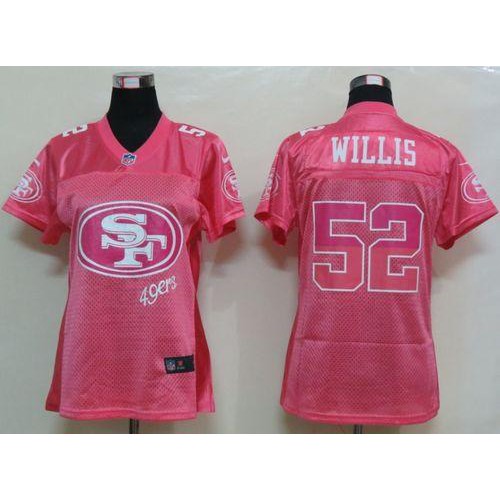 San Francisco 49ers #52 Patrick Willis Pink Women's Fem Fan Game Jersey Womens