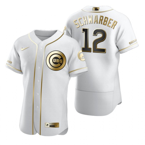Chicago Chicago Cubs #12 Kyle Schwarber White Men's Authentic Golden Edition Jersey Men's