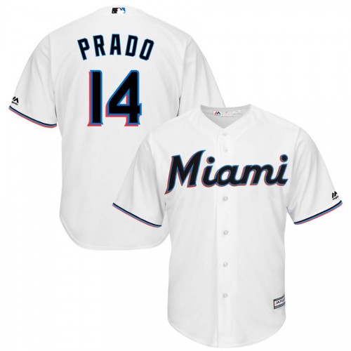 Miami Miami Marlins #14 Martin Prado Majestic Home 2019 Cool Base Player Jersey White Men's