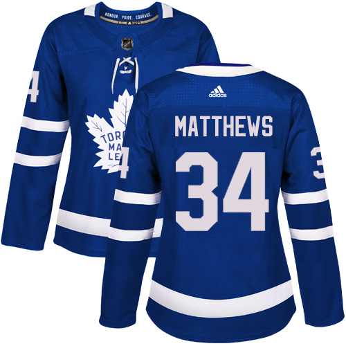 Adidas Maple Toronto Maple Leafs #34 Auston Matthews Blue Home Authentic Women's Stitched Jersey Womens