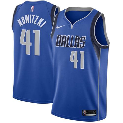 Dallas Mavericks #41 Dirk Nowitzki Royal Swingman Icon Edition Jersey Mens