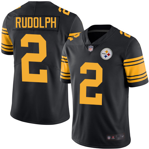 Pittsburgh Steelers #2 Mason Rudolph Black Youth Stitched Limited Rush Jersey Youth