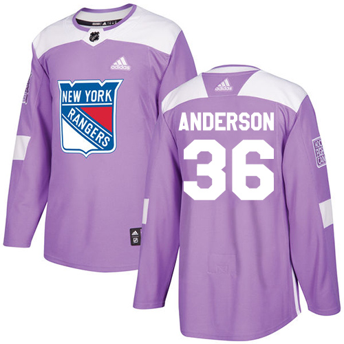 Adidas New York Rangers #36 Glenn Anderson Purple Authentic Fights Cancer Stitched Jersey Men's