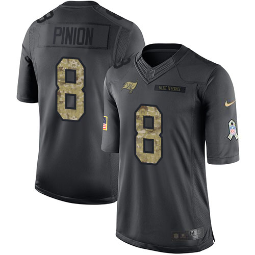 Tampa Bay Buccaneers #8 Bradley Pinion Black Men's Stitched Limited 2016 Salute to Service Jersey Men's