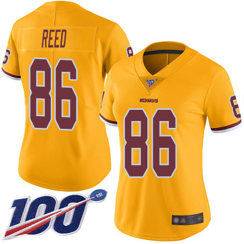 Washington Commanders #86 Jordan Reed Gold Women's Stitched Limited Rush 100th Season Jersey Womens