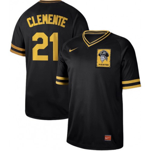 Pittsburgh Pirates #21 Roberto Clemente Black Authentic Cooperstown Collection Stitched Jersey Men's