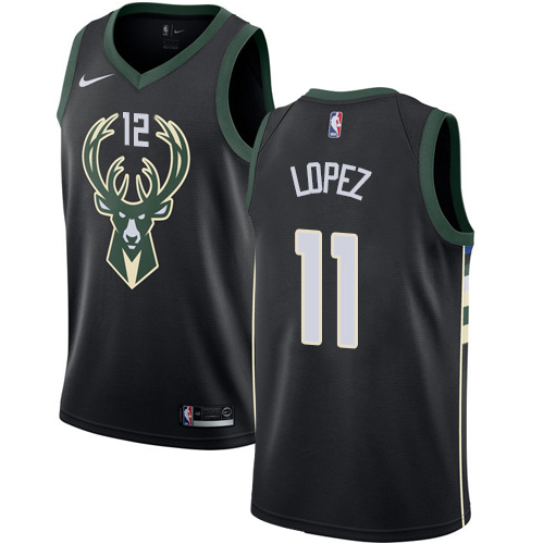 Milwaukee Bucks #11 Brook Lopez Black Swingman Statement Edition Jersey Mens