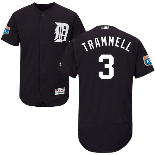 Detroit Tigers #3 Alan Trammell Navy Blue Flexbase Authentic Collection Stitched Jersey Men's