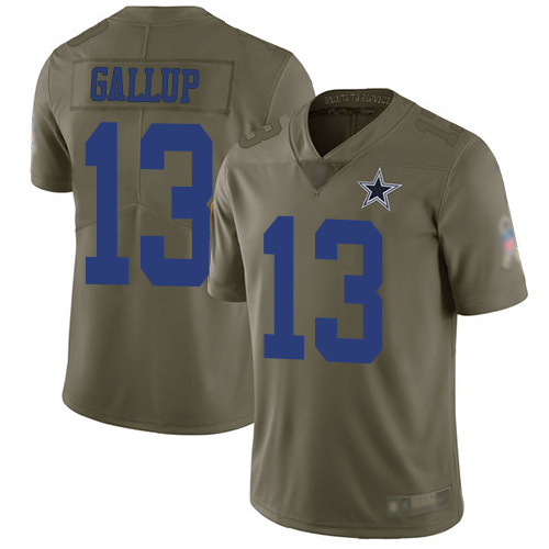 Cowboys #13 Michael Gallup Olive Men's Stitched Limited 2017 Salute To Service Jersey
