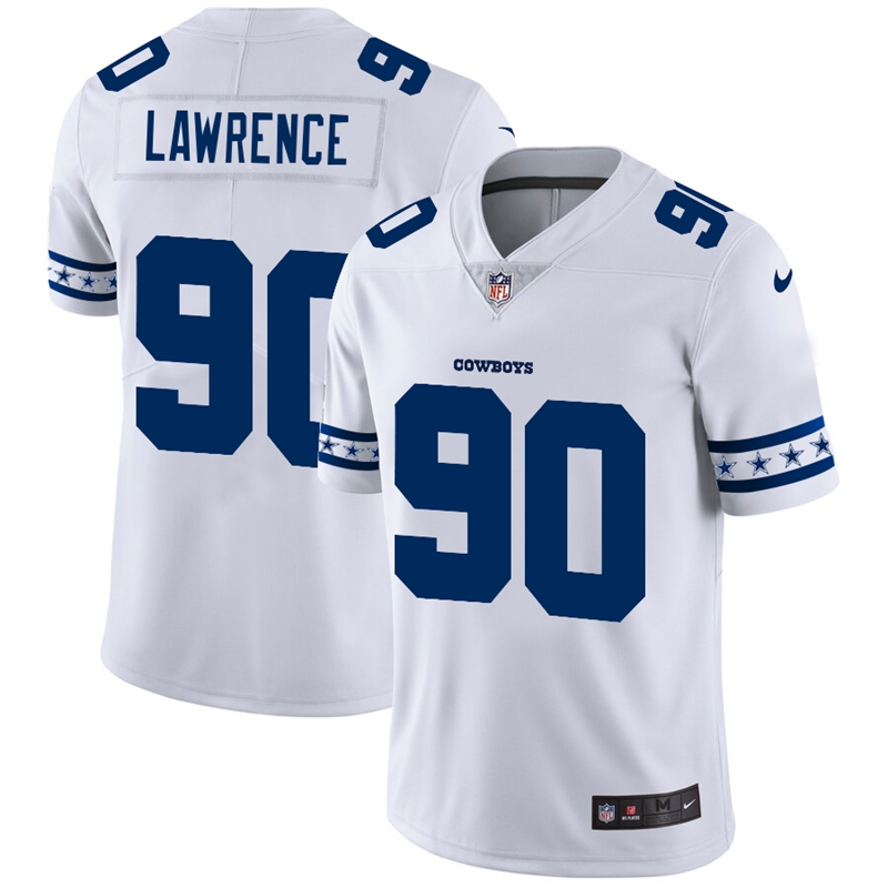 Dallas Cowboys #90 Demarcus Lawrence White Team Logo Vapor Limited Jersey