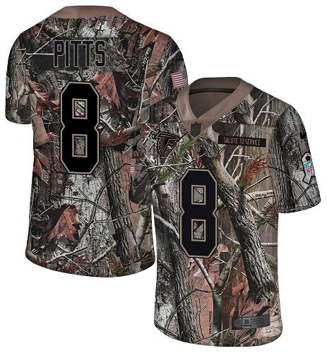 Falcons #8 Kyle Pitts Camo Men's Stitched Limited Rush Realtree Jersey