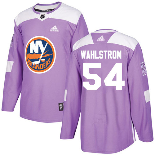 Adidas New York Islanders #54 Oliver Wahlstrom Purple Authentic Fights Cancer Stitched Jersey Men's