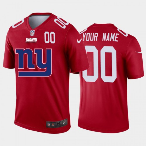 New York Giants Custom Red Men's Big Team Logo Player Vapor Limited Jersey