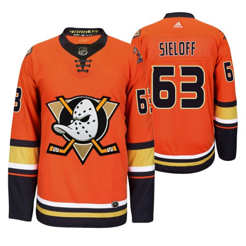 Anaheim Anaheim Ducks #63 Patrick Sieloff Men's 2019-20 Third Orange Alternate Stitched Jersey Men's